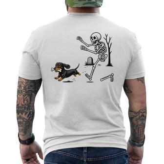 Dachshund Skeleton Bone Chase Halloween Men's T-shirt Back Print - Thegiftio UK