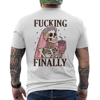 Halloween Fucking Finally Bride Skeleton Engagement Men's T-shirt Back Print - Thegiftio UK