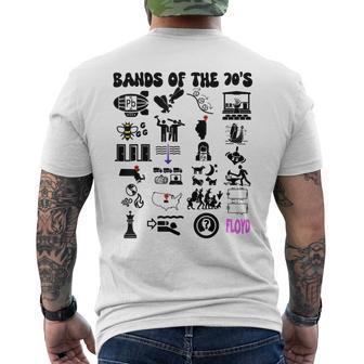 Nerdy Iconic Pop Rock Bands Of The 70S Black Men's T-shirt Back Print | Seseable UK