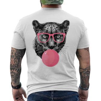 Panther Glasses Blowing Bubble Gum Cute Panther Men's T-shirt Back Print - Thegiftio UK