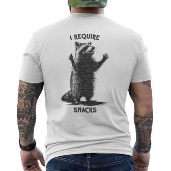 I Require Snacks Raccoon Men's T-shirt Back Print - Thegiftio UK