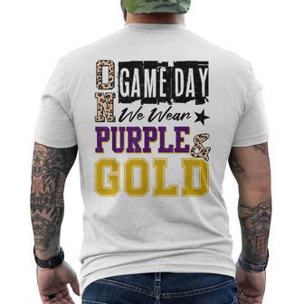On Game Day Football We Wear Purple And Gold School Spirit Men's T-shirt Back Print - Thegiftio UK