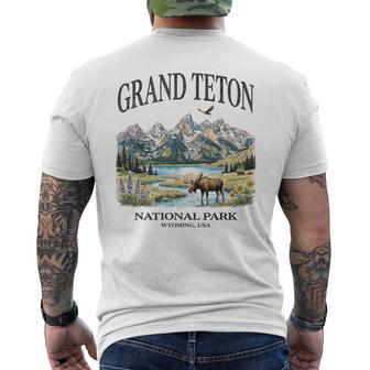 Grand Teton National Park Moose Mountain Lake Wildlife Men's T-shirt Back Print - Thegiftio UK