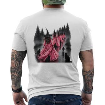 Halloween Witch Wear Pink Black Cat Spooky Season Men's T-shirt Back Print - Thegiftio UK