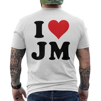 I Heart Jm Initials I Love JM First And Last Name J M Men's T-shirt Back Print - Thegiftio UK