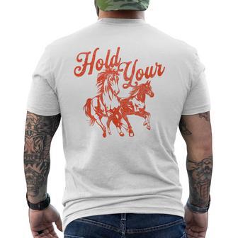 Hold Your Horses Vintage Western Cowgirl Cowboy Rodeo Men's T-shirt Back Print | Seseable UK
