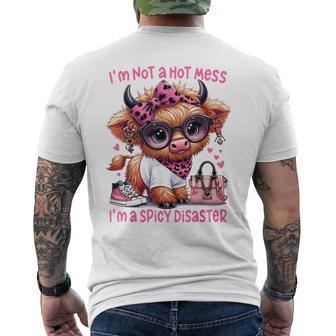 I'm Not A Hot Mess I'm A Spicy Disaster Highland Cow Men's T-shirt Back Print - Thegiftio UK