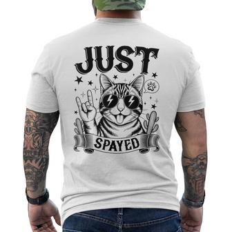 Just Spayed Retro Cat Cool Cat Lover Men's T-shirt Back Print - Thegiftio UK