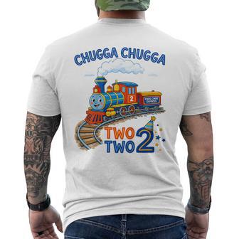 Kids Toddler Boy Chugga Chugga Two Two Baby 2Nd Birthday Train Men's T-shirt Back Print - Thegiftio UK