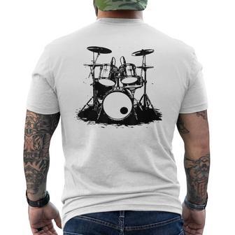 Kit De Batterie Esquisse Drummer École De Musique T-shirt imprimé au dos - Cadeauxyz