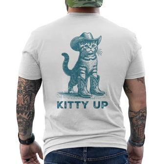 Kitty Up Vintage Country Music Cat Lover Cowboy Cat Men's T-shirt Back Print - Thegiftio UK