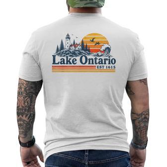 Lake Ontario Est 1615 Retro Sunset Vintage Great Lakes Men's T-shirt Back Print | Seseable UK