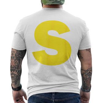 Letter S Yellow Halloween Costume Fancy Dress Christmas Party Men's T-shirt Back Print - Thegiftio UK
