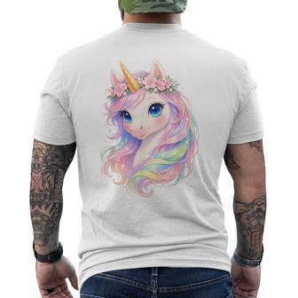 Licorne Mignonne Avec Cheveux Arc-En-Ciel Licorne T-shirt imprimé au dos - Cadeauxyz