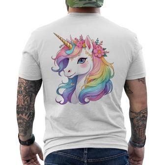 Licorneuper Mignonne À La Crinière Arc-En-Ciel Licorne T-shirt imprimé au dos - Cadeauxyz