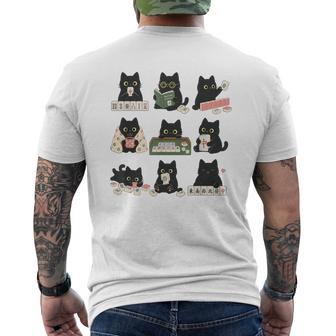 Mahjong Graphic Black Cats Playing Mahjong Game Lovers Men's T-shirt Back Print - Thegiftio UK