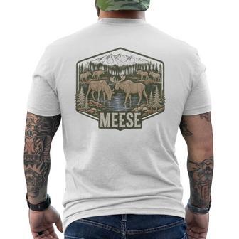 Meese Moose Humor Humorous Camping Wildlife Outdoor Nature Men's T-shirt Back Print - Thegiftio UK