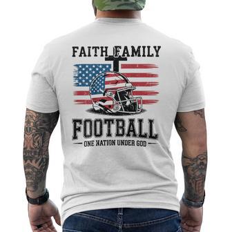 Men's Patriotic Football Faith Family Football American Flag Men's T-shirt Back Print - Thegiftio UK