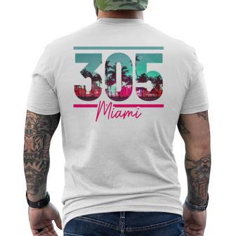 Miami 305 Area Code Florida Vintage Palm Trees Pride Retro Comfort Colors Crop Top Men's T-shirt Back Print - Thegiftio UK