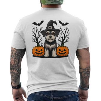 Miniature Schnauzer Witch Hat Halloween Spooky Bats Pumpkins Men's T-shirt Back Print - Thegiftio UK