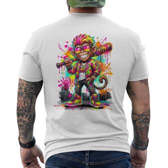 Monkey Baseball Drip Animal Party Sport Cool Graphic Men's T-shirt Back Print | Seseable UK