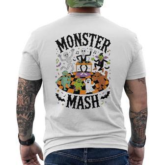 Monster Mash Halloween Party Dancing Monsters Dj Skeleton Men's T-shirt Back Print | Seseable UK