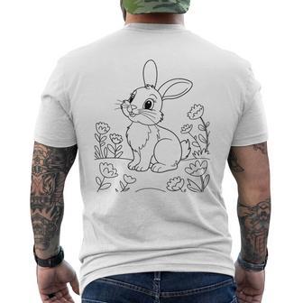 Motif De Lapin À Colorier Pour Enfants Fleurs Cadeau De Printemps T-shirt imprimé au dos - Cadeauxyz