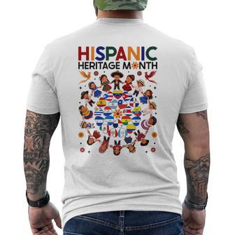 National Hispanic Heritage Month Kids Countries Flags Hearts Men's T-shirt Back Print - Thegiftio UK
