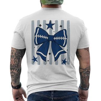 Navy Blue & White Game Day Team Spirit Football Cheer Men's T-shirt Back Print - Thegiftio UK