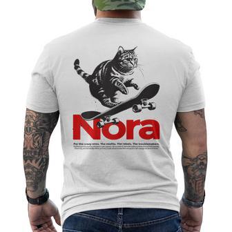 Nora Bonito Nombre De Chica Con Gato Y Monopatín Camiseta Hombre Estampado Espalda - Regaloses