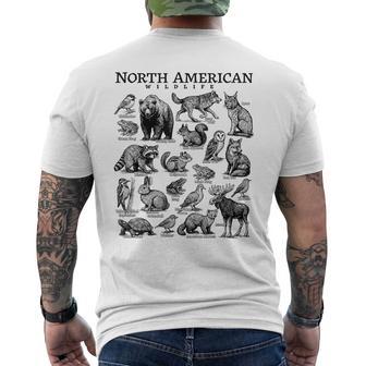 North American Wildlife Nature Camping Usa Animal Guide Men's T-shirt Back Print | Seseable UK