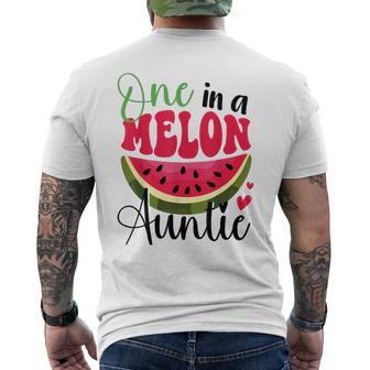 One In A Melon Auntie 1St Birthday Party Family Matching Men's T-shirt Back Print - Thegiftio UK