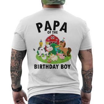 Papa Of The Birthday Boy Farm Animals Farm Theme Party Men's T-shirt Back Print - Thegiftio UK