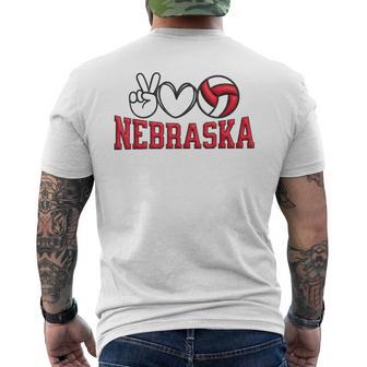 Peace Love Volleyball Bold Nebraska Men's T-shirt Back Print - Thegiftio UK