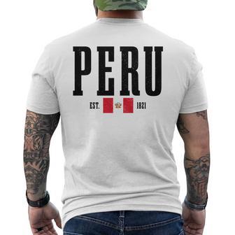 Peru Est 1821 Peruvian Flag Roots Pride Vintage Peru Comfort Colors Crop Top Men's T-shirt Back Print - Thegiftio UK