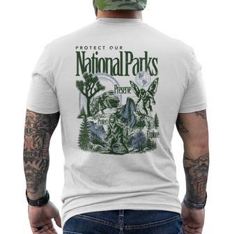 Protect Our National Parks Bigfoot Mothman Cryptid Men's T-shirt Back Print - Thegiftio UK