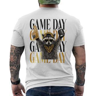 Raccoon Football Game Day Touchdown Team Spirit Black & Gold Men's T-shirt Back Print - Thegiftio UK