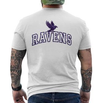 Ravens Collegiate Varsity Mascot Purple Raven Logo Men's T-shirt Back Print | Seseable UK