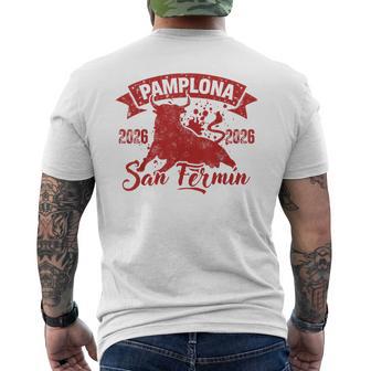 San Fermín 2026 Running Of The Bulls Pamplona Spain Fiesta Men's T-shirt Back Print - Thegiftio UK