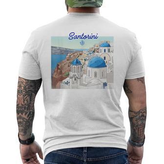 Santorini Grecia Bandera Griega Arteacaciones Cúpulas Azules Camiseta Hombre Estampado Espalda - Regaloses