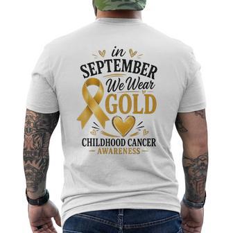 In September We Wear Gold Childhood Cancer Awareness Men's T-shirt Back Print | Seseable UK