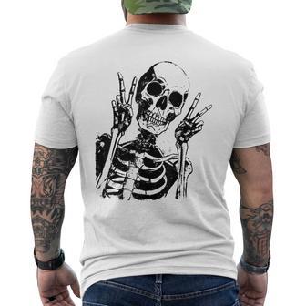 Skeleton Peace Sign Skull Halloween Party Men's T-shirt Back Print - Thegiftio UK