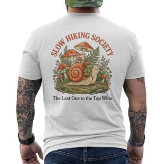 Slow Hiking Society The Last One To The Top Wins Men's T-shirt Back Print - Thegiftio UK