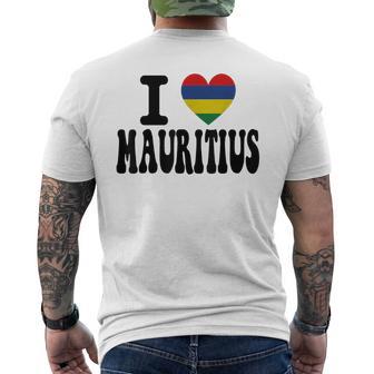 Souvenir Deoyage Rétro Avec Inscription I Love Mauritius En Forme De Cœur T-shirt imprimé au dos - Cadeauxyz