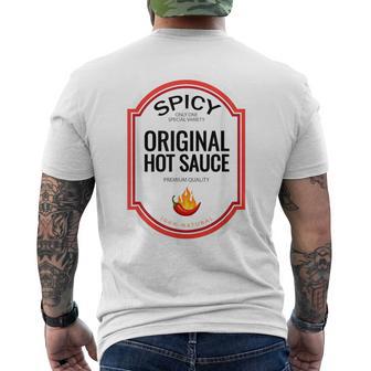 Spicy Original Hot Sauce Halloween Chili Costume Label Men's T-shirt Back Print - Thegiftio UK
