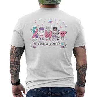 Thyroid Cancer Awareness Month Ribbon Survivor Fighter Men's T-shirt Back Print - Thegiftio UK