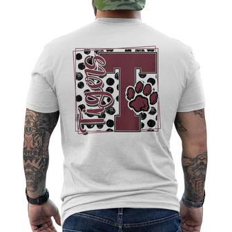 Tigers Polka Dot School Spirit Mascot Maroon Tiger Pride Men's T-shirt Back Print - Thegiftio UK