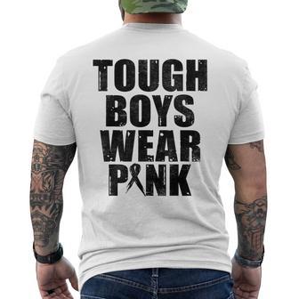 Tough Boys Wear Pink Ribbon Breast Cancer Awareness Boy Men Men's T-shirt Back Print - Thegiftio UK