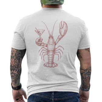 Vintage Lobster Holding Martini Cocktail Seafood Lover Men's T-shirt Back Print | Seseable UK