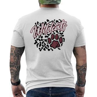 Wildcats Leopard Paw Print Maroon Wildcat Pride School Men's T-shirt Back Print - Thegiftio UK